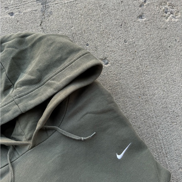 Vintage Nike Gray Tag Small Swoosh Army Green Pullover Hoodie Sweatshirt Size XL - Picture 7 of 7